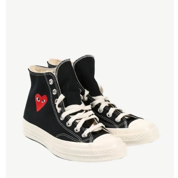 NIB Converse x COMME des GARCONS PLAY Chuck 70 Hi-Top Black Red 8.5 - Picture 1 of 10